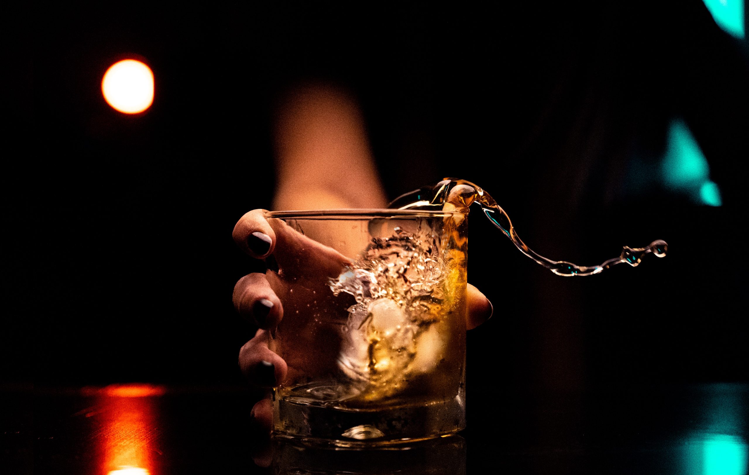 An alcoholic drink with mood lighting